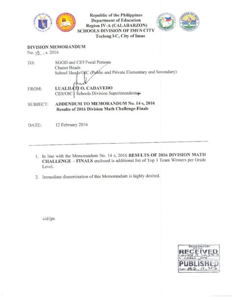 deped imus|IMUS Certificate .